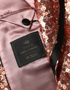 Dolce & Gabbana Pink Sequin SICILIA 1 Button Men Suit Blazer