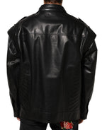 Dolce & Gabbana Black Leather Full Zip Biker Blouson Jacket - Zeiniez