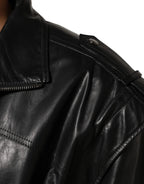 Dolce & Gabbana Black Leather Full Zip Biker Blouson Jacket - Zeiniez