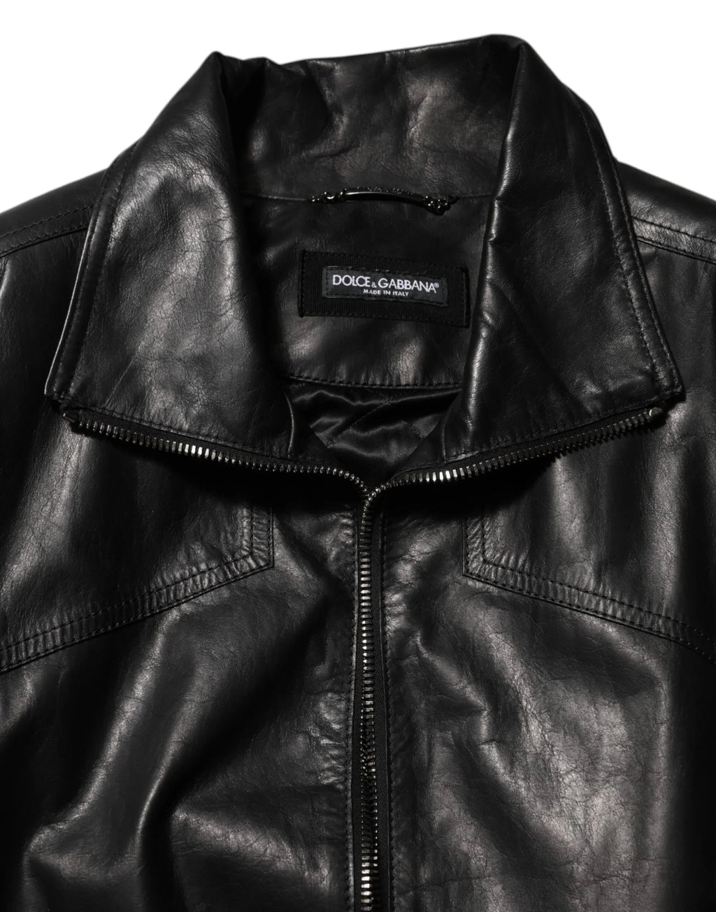 Dolce & Gabbana Black Leather Full Zip Biker Blouson Jacket - Zeiniez