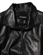 Dolce & Gabbana Black Leather Full Zip Biker Blouson Jacket - Zeiniez