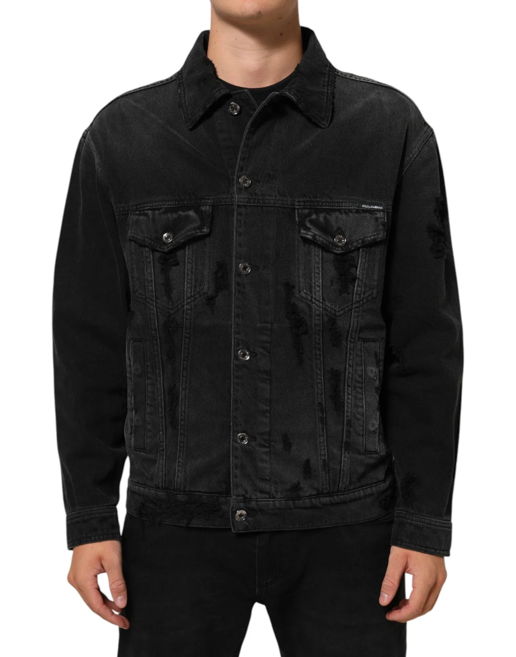 Dolce & Gabbana Black Cotton Stretch Denim Blouson Jacket - Zeiniez