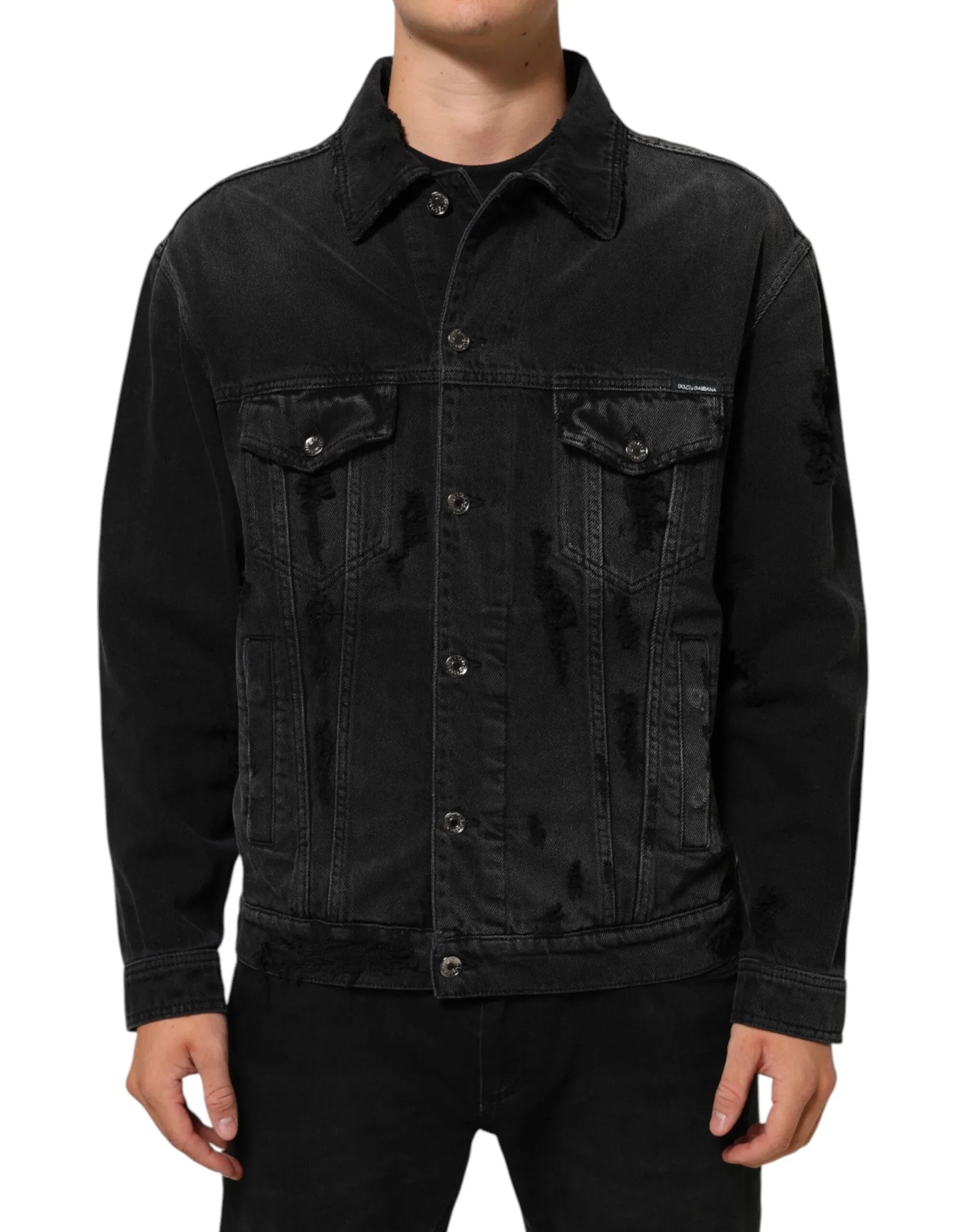 Dolce & Gabbana Black Cotton Stretch Denim Blouson Jacket - Zeiniez