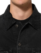 Dolce & Gabbana Black Cotton Stretch Denim Blouson Jacket - Zeiniez