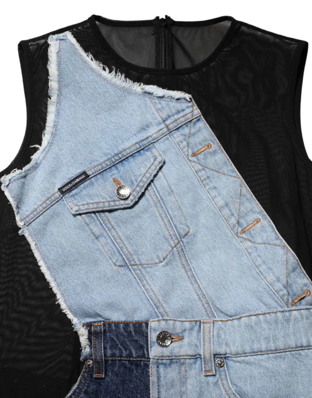 Dolce & Gabbana Blue Nylon Patchwork Denim Sheath Mini Dress - Zeiniez