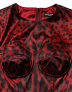 Dolce & Gabbana Red Leopard Sheath Long Sleeves Dress - Zeiniez