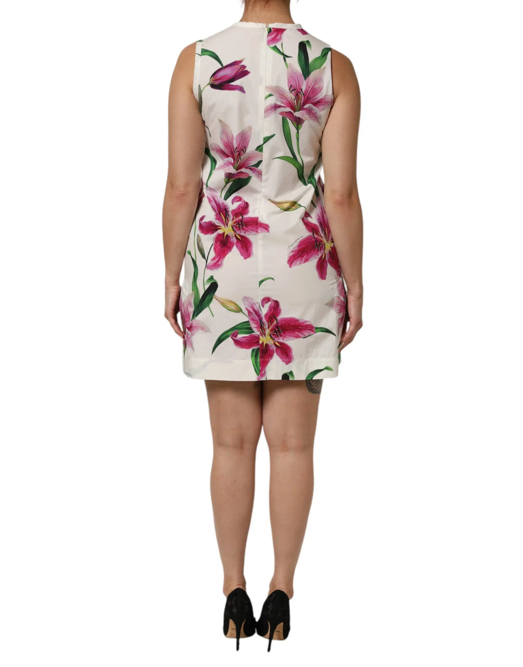 Dolce & Gabbana White Cotton Floral Sleeveless Mini Dress - Zeiniez