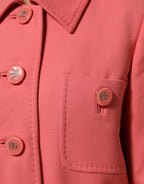 Dolce & Gabbana Pink Buttoned Down Trench Coat Jacket