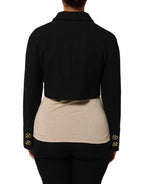 Dolce & Gabbana Black Cotton Full Zip Cropped Coat Jacket - Zeiniez