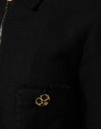 Dolce & Gabbana Black Cotton Full Zip Cropped Coat Jacket - Zeiniez