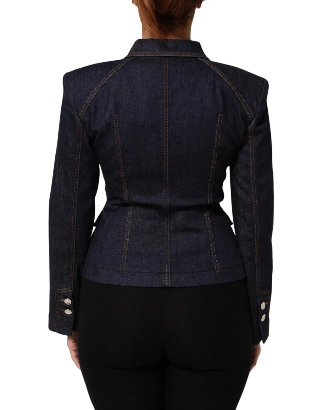 Dolce & Gabbana Dark Blue Cotton Collared Denim Coat Jacket - Zeiniez