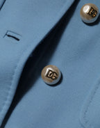 Dolce & Gabbana Blue Buttoned Down Trench Coat Jacket