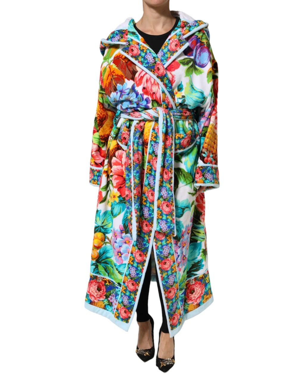 Dolce & Gabbana Multicolor Floral Print Belted Bathrobe Coat Jacket - Zeiniez