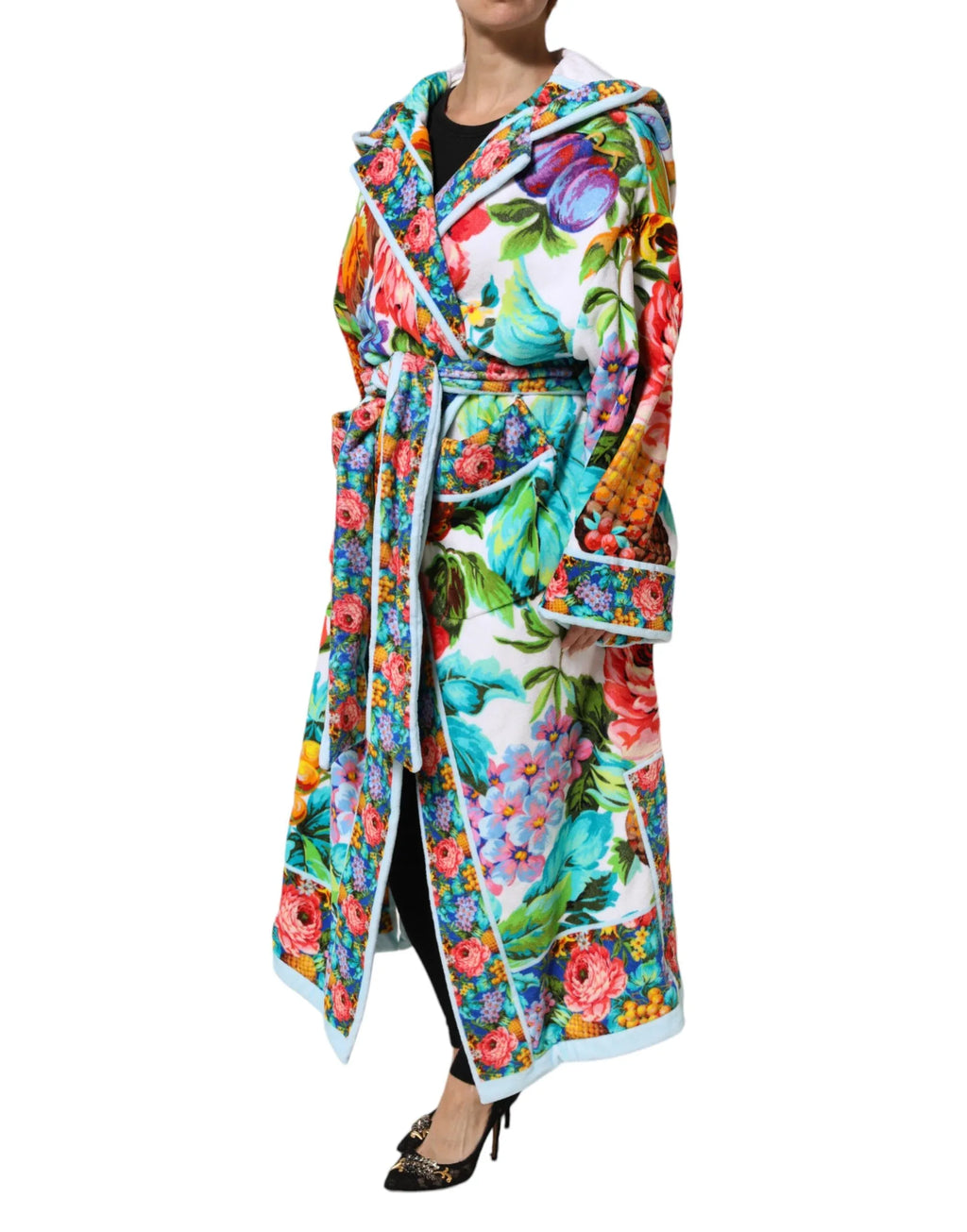 Dolce & Gabbana Multicolor Floral Print Belted Bathrobe Coat Jacket - Zeiniez
