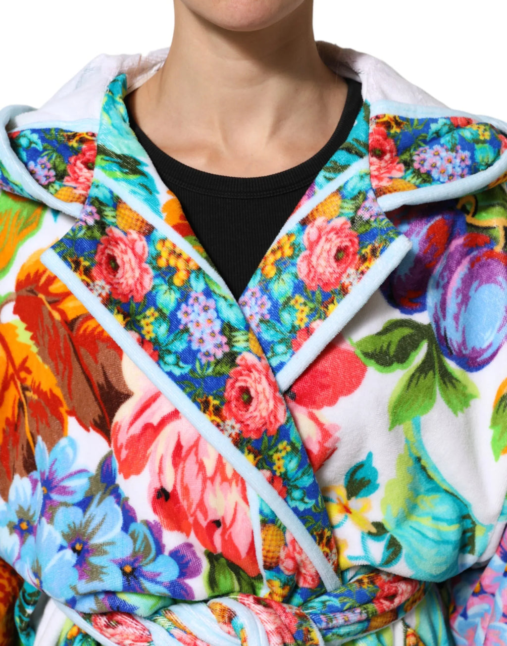 Dolce & Gabbana Multicolor Floral Print Belted Bathrobe Coat Jacket - Zeiniez