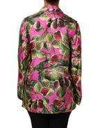 Dolce & Gabbana Hot Pink Fig Printed Silk Shirt Blouse Top