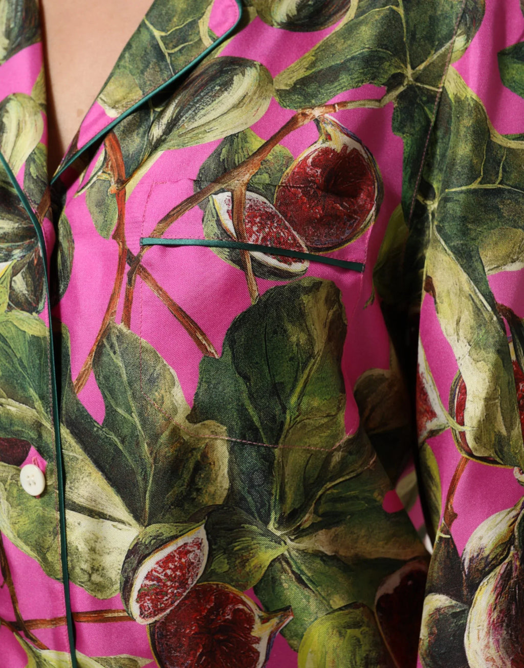Dolce & Gabbana Hot Pink Fig Printed Silk Shirt Blouse Top - Zeiniez