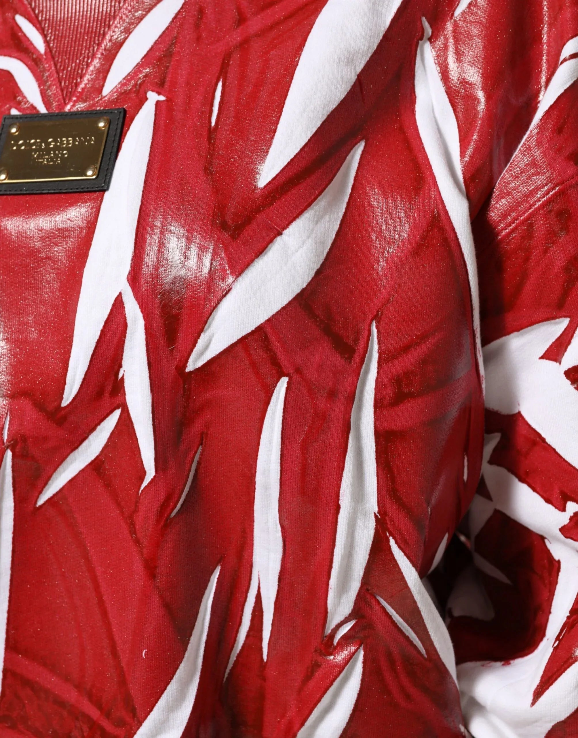 Dolce & Gabbana Red White Cotton Printed Pullover Sweater - Zeiniez