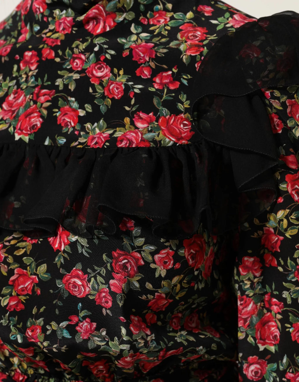 Dolce & Gabbana Black Floral Print Long Sleeve Blouse Top - Zeiniez