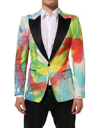 Dolce & Gabbana Multicolor Graffiti SICILIA 1 Button Men Suit Blazer - Zeiniez