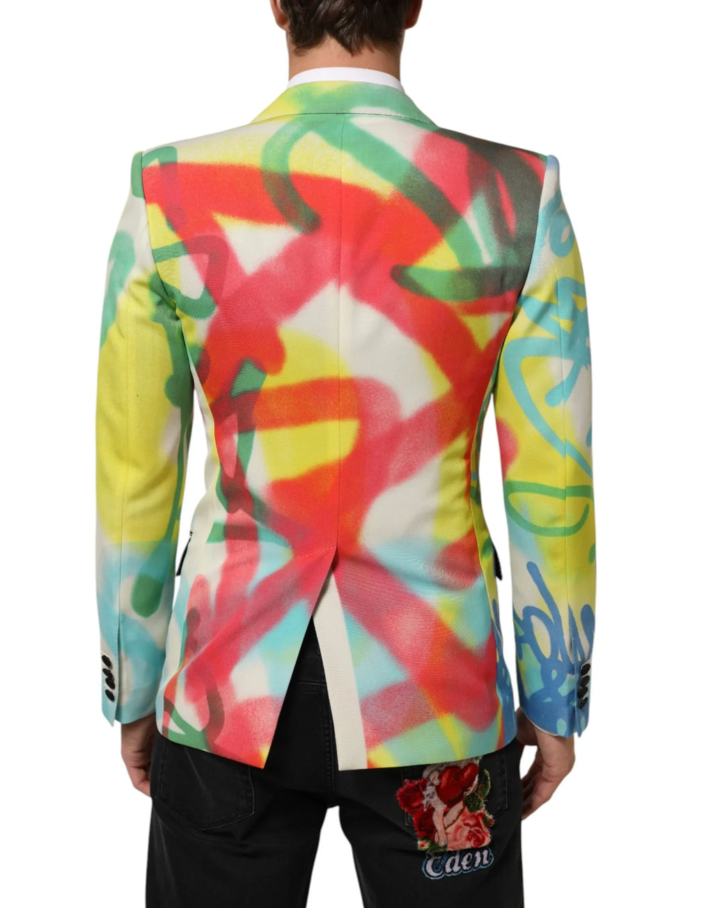 Dolce & Gabbana Multicolor Graffiti SICILIA 1 Button Men Suit Blazer - Zeiniez