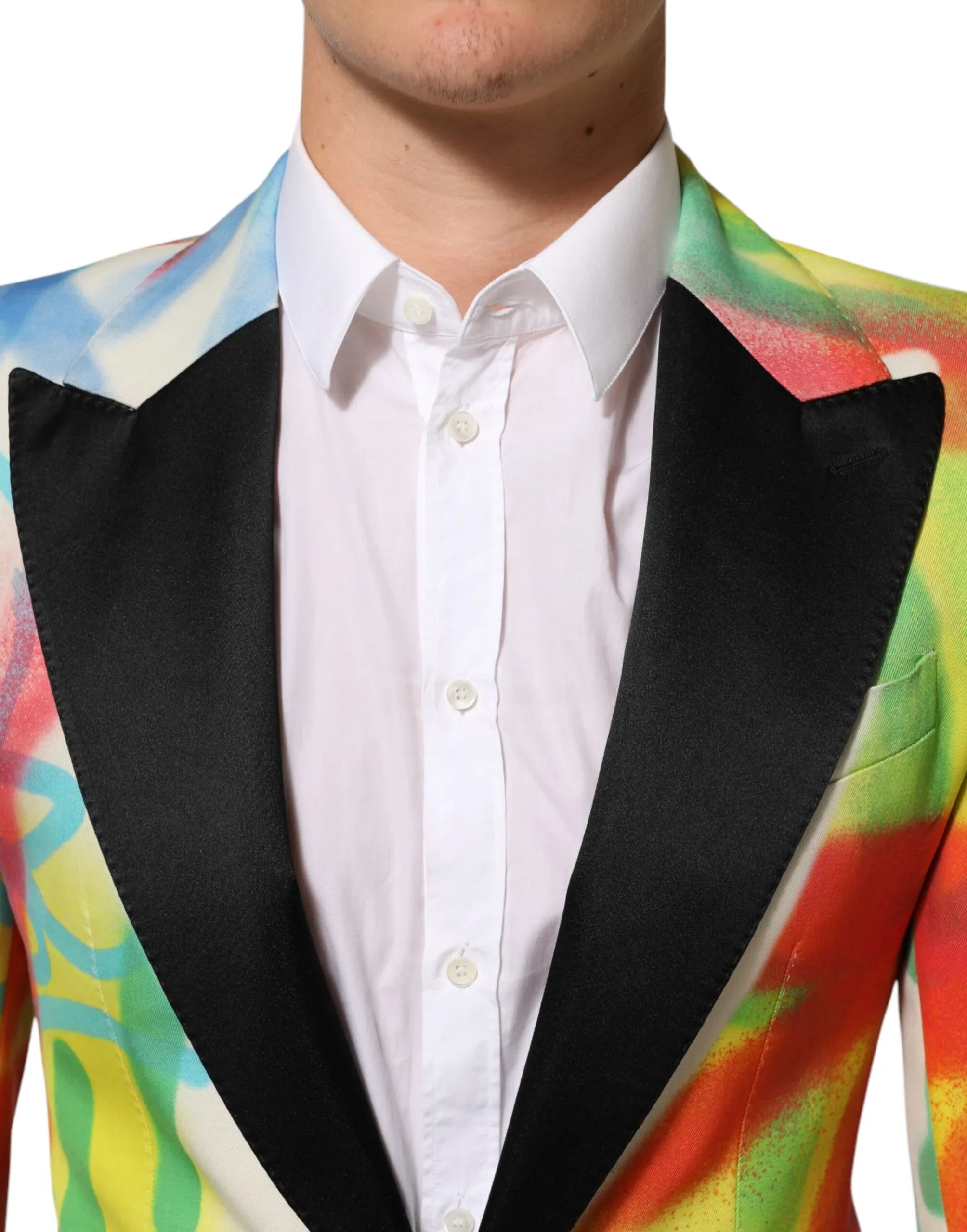 Dolce & Gabbana Multicolor Graffiti SICILIA 1 Button Men Suit Blazer - Zeiniez