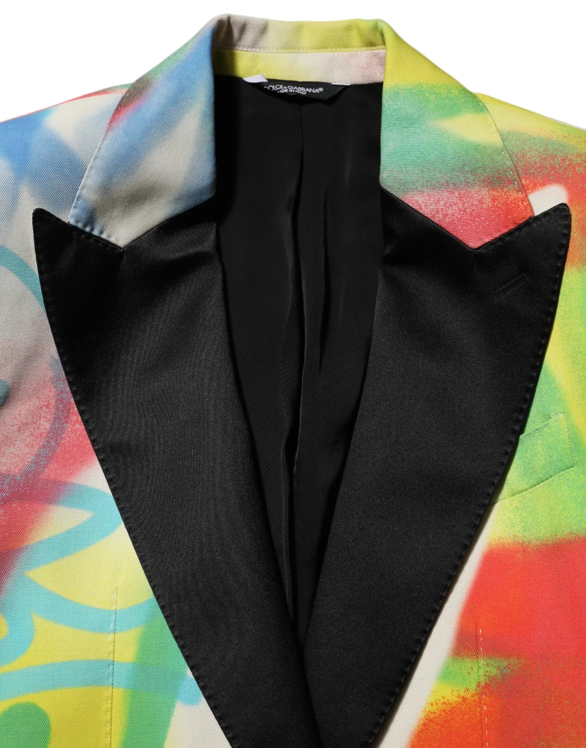 Dolce & Gabbana Multicolor Graffiti SICILIA 1 Button Men Suit Blazer - Zeiniez