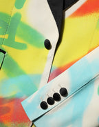 Dolce & Gabbana Multicolor Graffiti SICILIA 1 Button Men Suit Blazer - Zeiniez