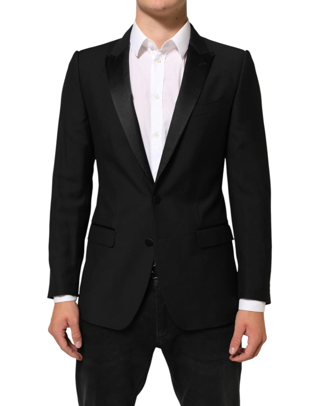 Dolce & Gabbana Black Wool MARTINI 2 Button Men Suit Blazer - Zeiniez