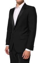 Dolce & Gabbana Black Wool MARTINI 2 Button Men Suit Blazer