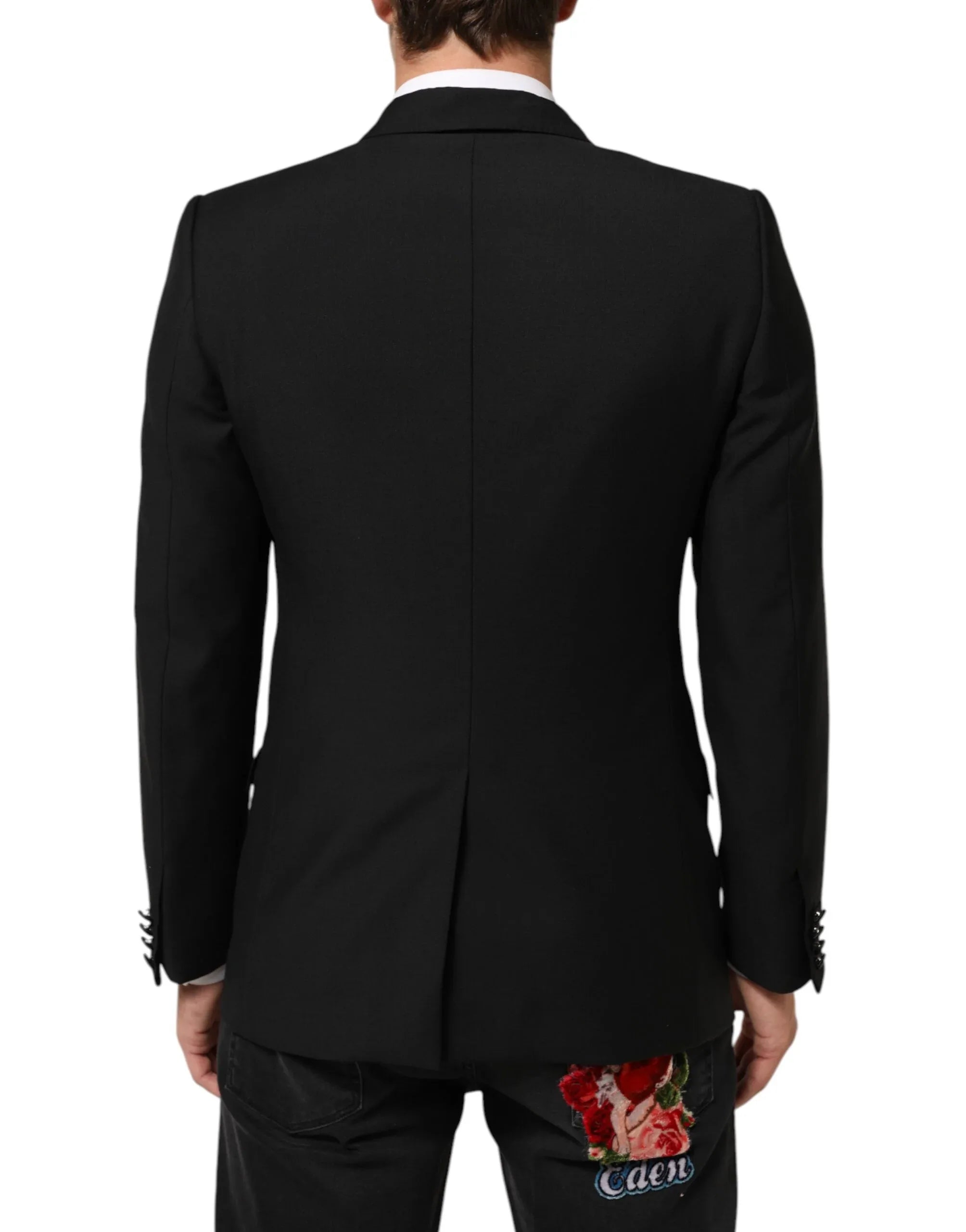 Dolce & Gabbana Black Wool MARTINI 2 Button Men Suit Blazer - Zeiniez