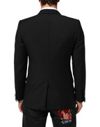 Dolce & Gabbana Black Wool MARTINI 2 Button Men Suit Blazer