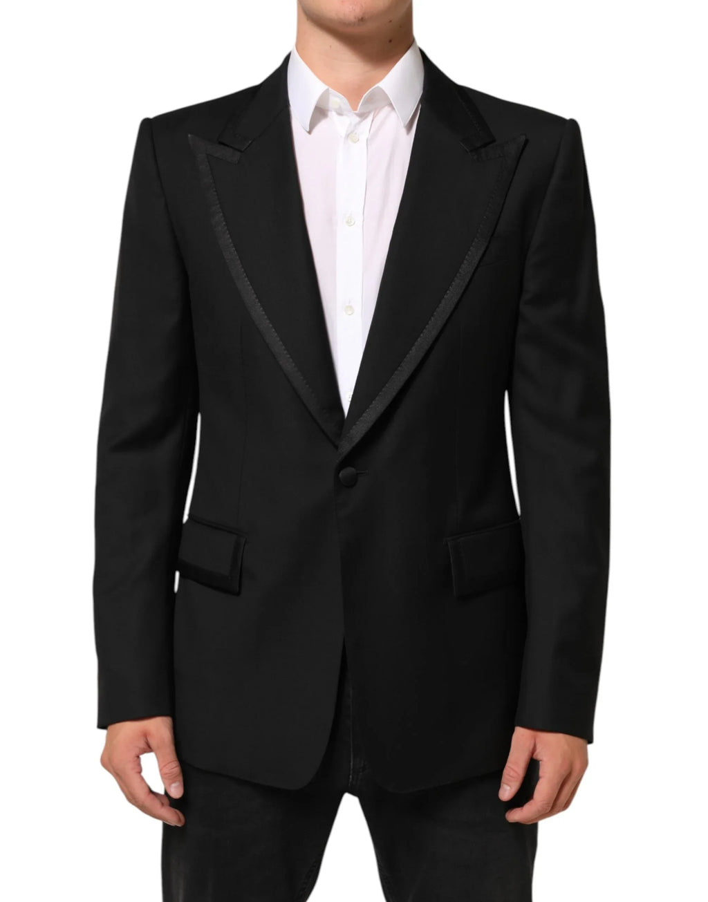 Dolce & Gabbana Black Wool 1 Button Suit Jacket Men Blazer - Zeiniez