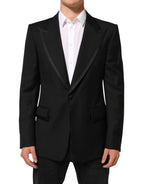 Dolce & Gabbana Black Wool 1 Button Suit Jacket Men Blazer - Zeiniez