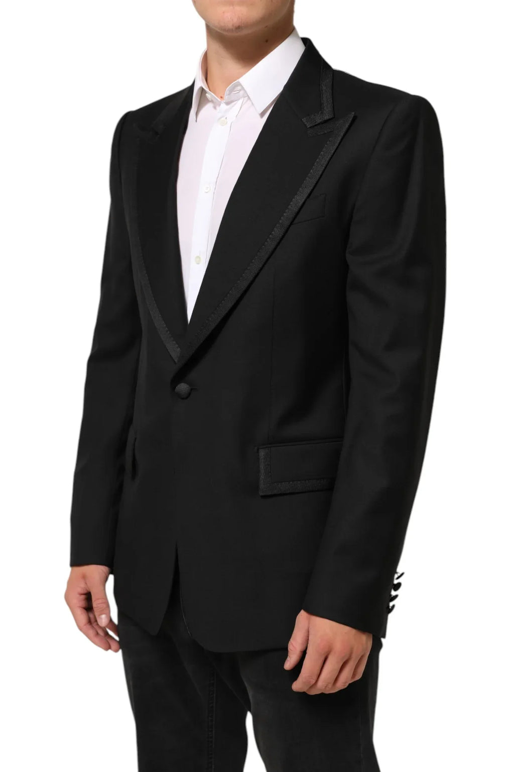 Dolce & Gabbana Black Wool 1 Button Suit Jacket Men Blazer - Zeiniez