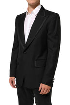 Dolce & Gabbana Black Wool 1 Button Suit Jacket Men Blazer - Zeiniez