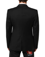 Dolce & Gabbana Black Wool 1 Button Suit Jacket Men Blazer - Zeiniez