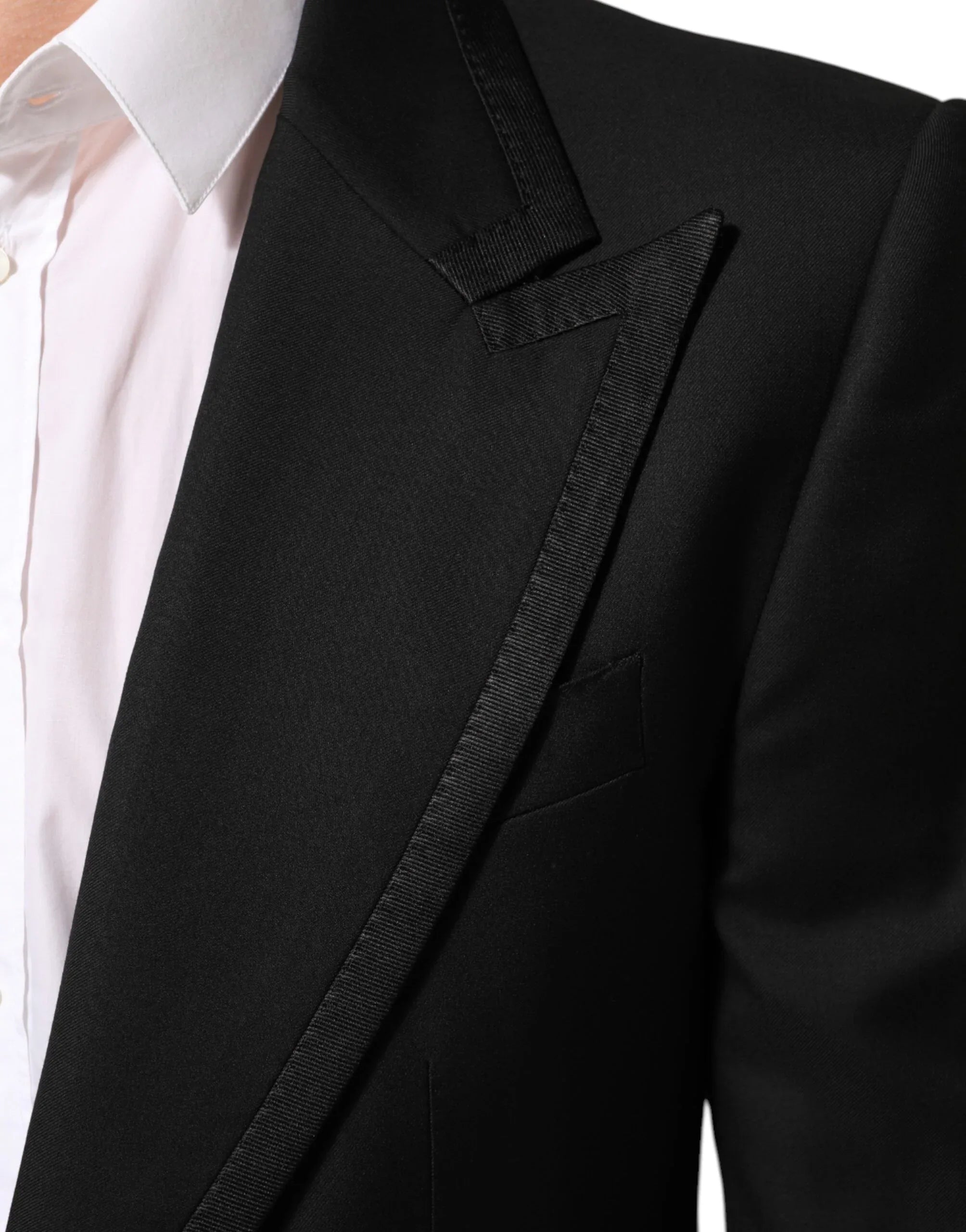 Dolce & Gabbana Black Wool 1 Button Suit Jacket Men Blazer - Zeiniez