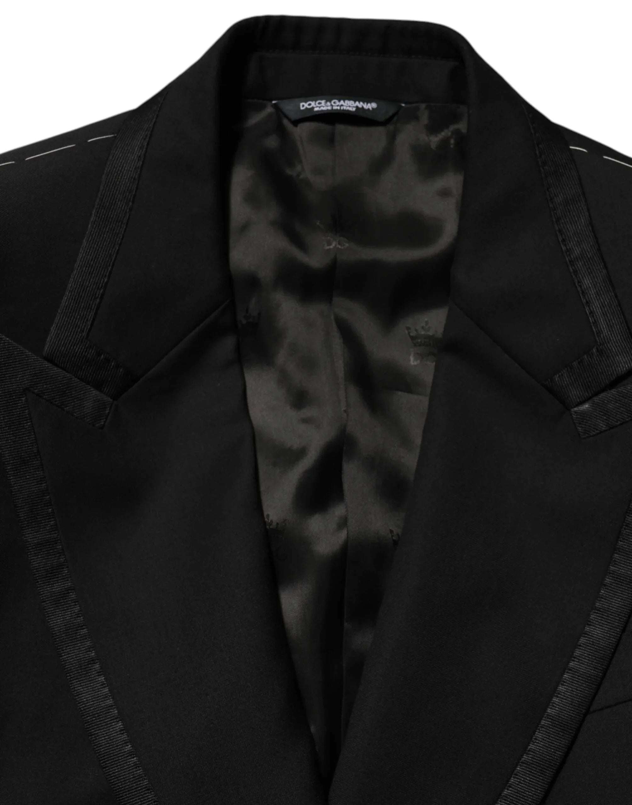 Dolce & Gabbana Black Wool 1 Button Suit Jacket Men Blazer - Zeiniez