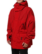 Dolce & Gabbana Red Nylon Hooded Men Full Zip Parka Jacket - Zeiniez