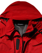 Dolce & Gabbana Red Nylon Hooded Men Full Zip Parka Jacket - Zeiniez