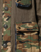 Dolce & Gabbana Brown Camouflage Linen Button Down Jacket - Zeiniez