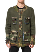 Dolce & Gabbana Brown Camouflage Linen Button Down Jacket - Zeiniez