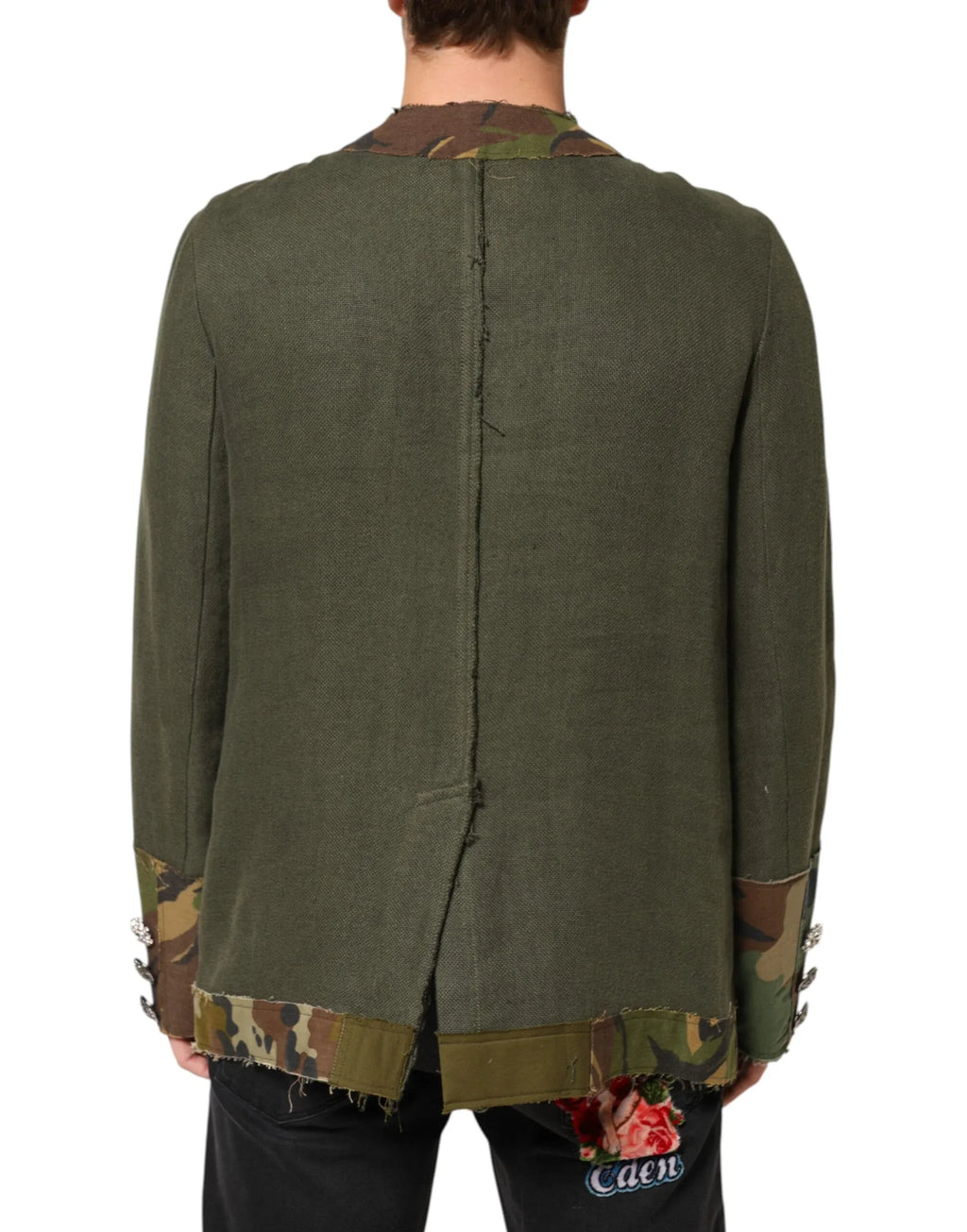 Dolce & Gabbana Brown Camouflage Linen Button Down Jacket - Zeiniez
