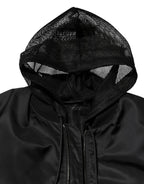 Dolce & Gabbana Black Nylon Hooded Full Zip Bomber Men Jacket - Zeiniez