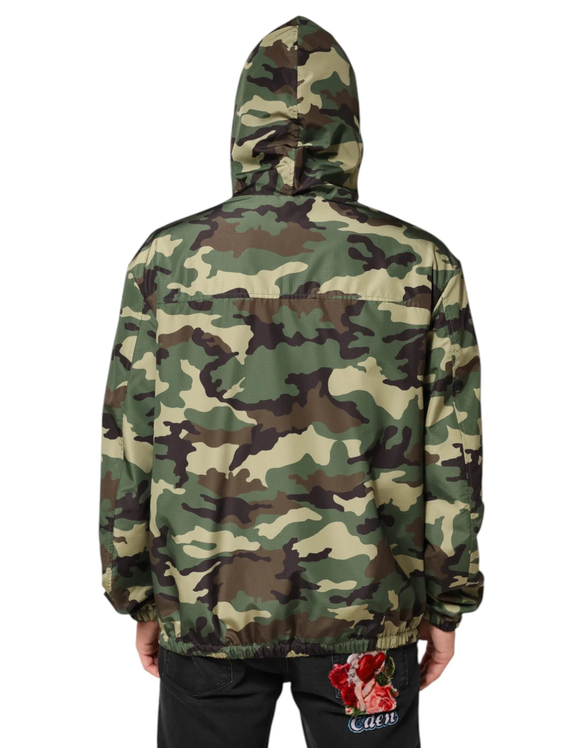 Dolce & Gabbana Green Camouflage Hooded Sweatshirt Jacket - Zeiniez