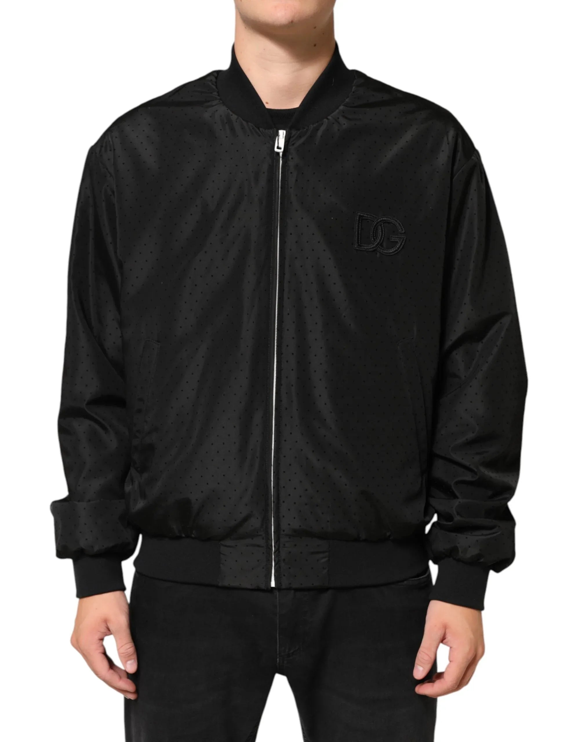 Dolce & Gabbana Black Acetate Full Zip Bomber Men Jacket - Zeiniez