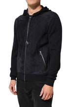 Dolce & Gabbana Black Leather Full Zip Hooded Blouson Jacket - Zeiniez