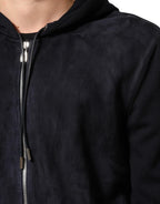 Dolce & Gabbana Black Leather Full Zip Hooded Blouson Jacket - Zeiniez