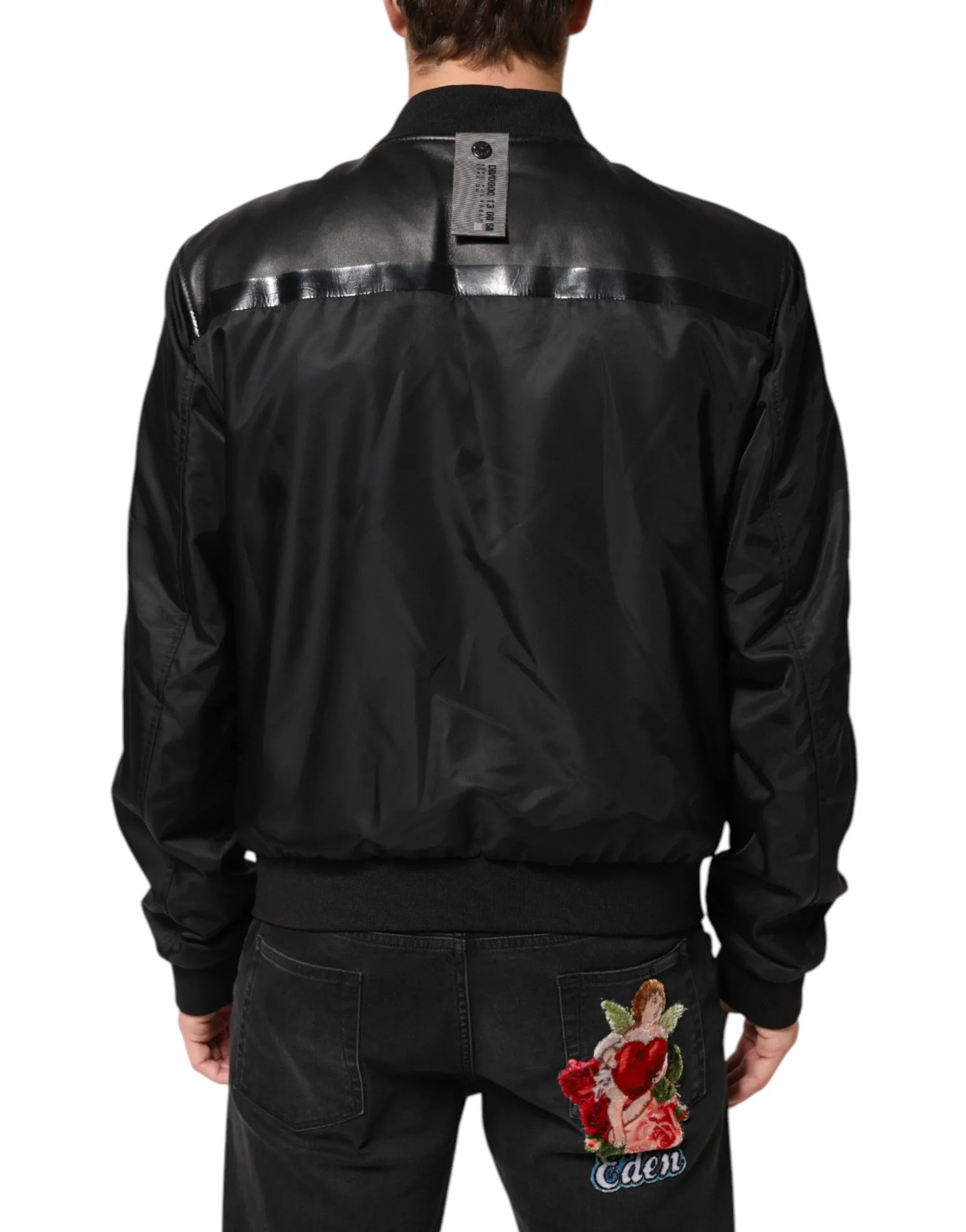 Dolce & Gabbana Black Leather Nylon FullZip Blouson Jacket - Zeiniez